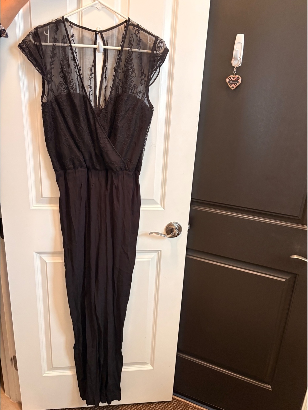 Dolce Vita Black Lace 100% Silk Jumpsuit Elegant Size M NWT